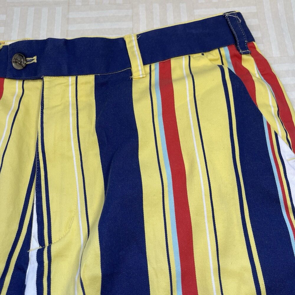 Loudmouth Golf Shorts Men’s 36 Yellow Blue Red Striped Performance Stretch